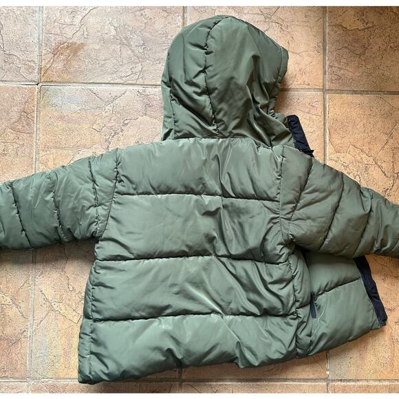 DKNY Olive Green Puffer Jacket Sherpa Lined Hooded Winter Coat - Picture 5 of 6